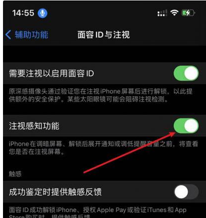 固镇苹果14维修网点分享iPhone14注视感知功能有什么用 